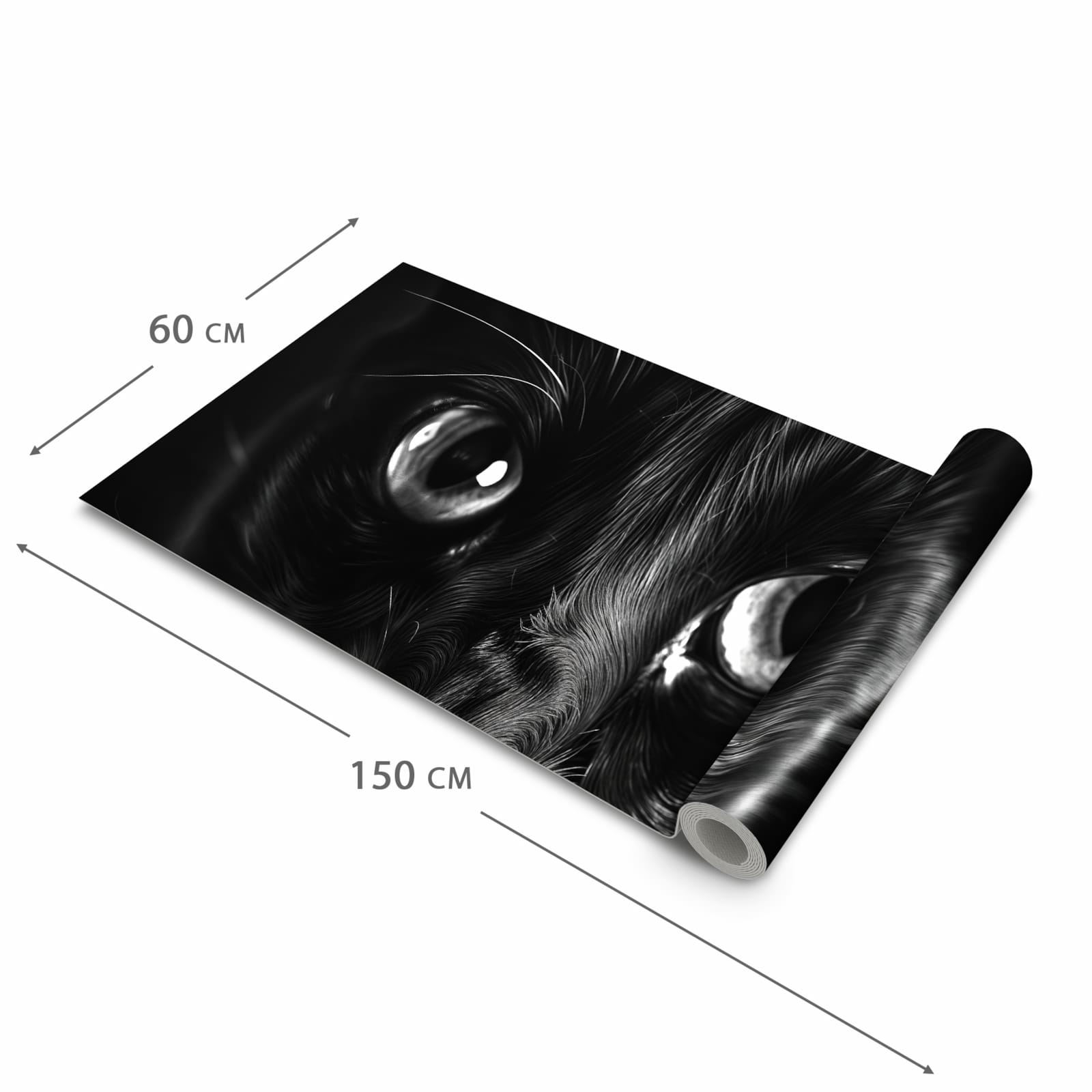 Geruchsneutraler rutschfester Läufer mit Motiv Katzengesicht in der Grösse 90x240 cm