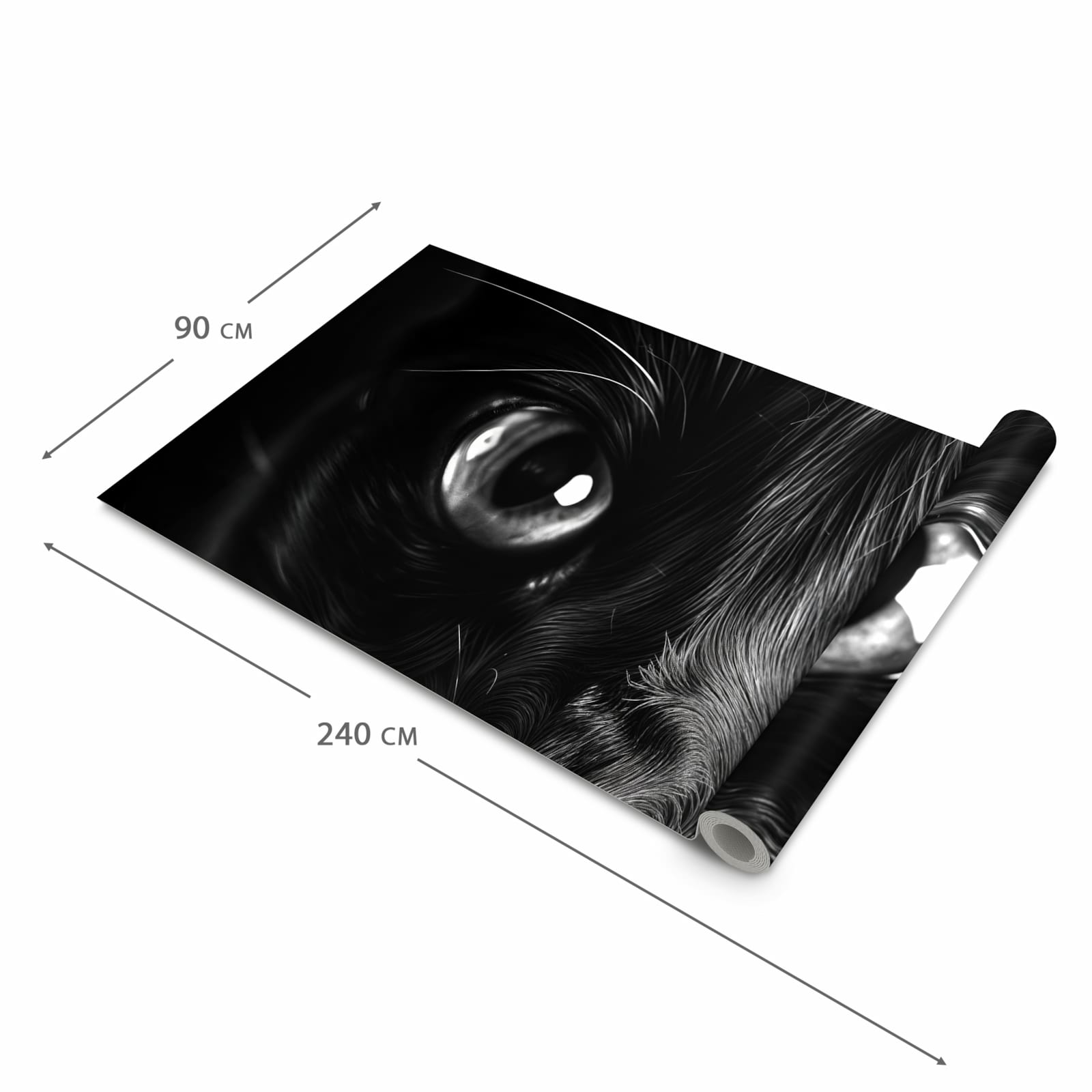 Langlebiger Küchenläufer mit Motiv Katzengesicht in der Grösse 90x240 cm