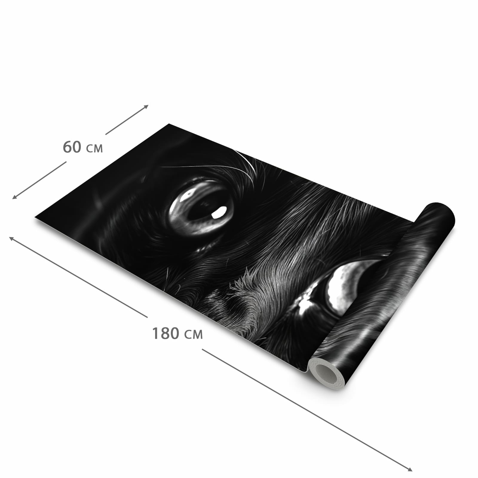 Langlebiger dünner Küchenteppich mit Motiv Katzengesicht in der Grösse 90x240 cm