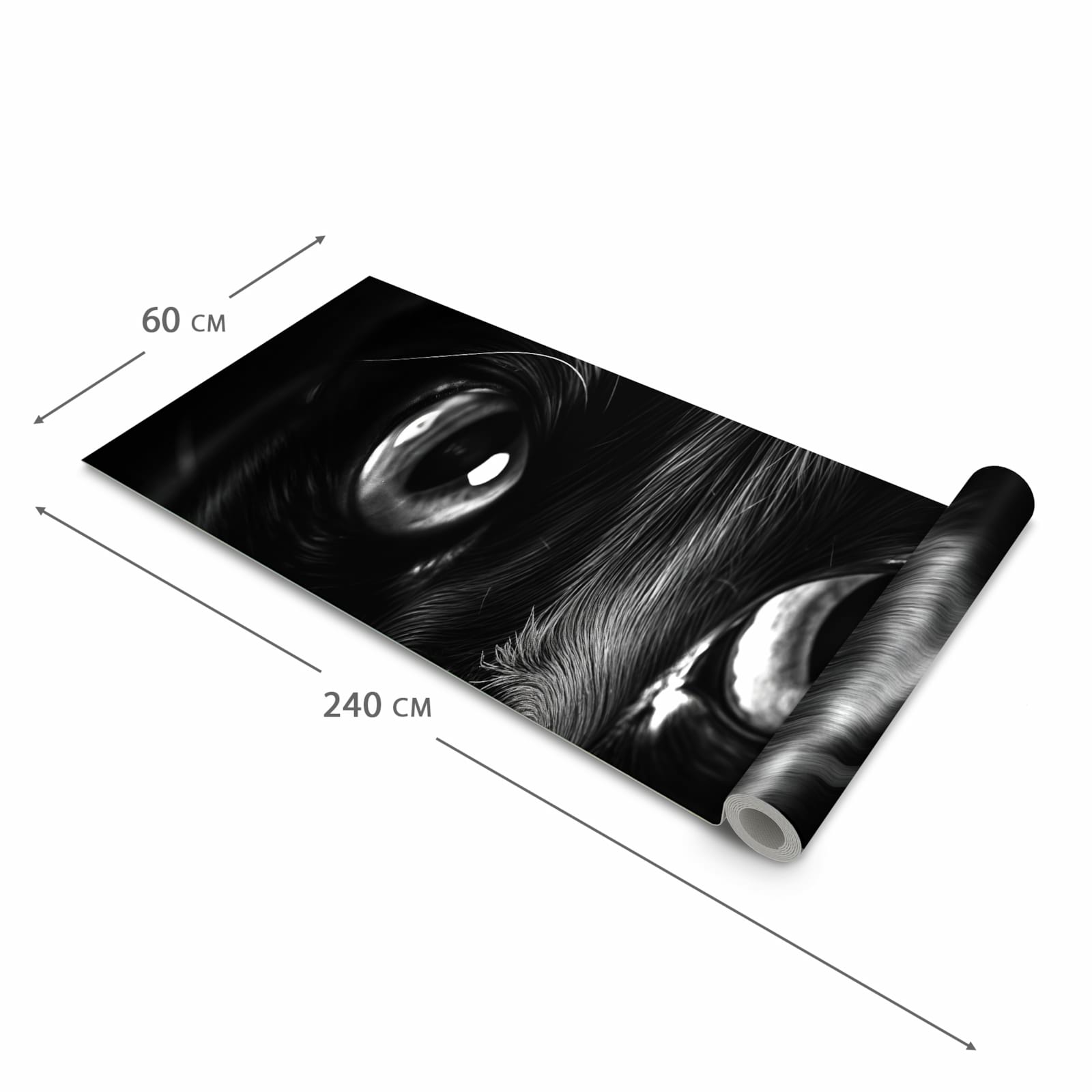 Flacher rutschfester Küchenteppich mit Motiv Katzengesicht in der Grösse 90x240 cm