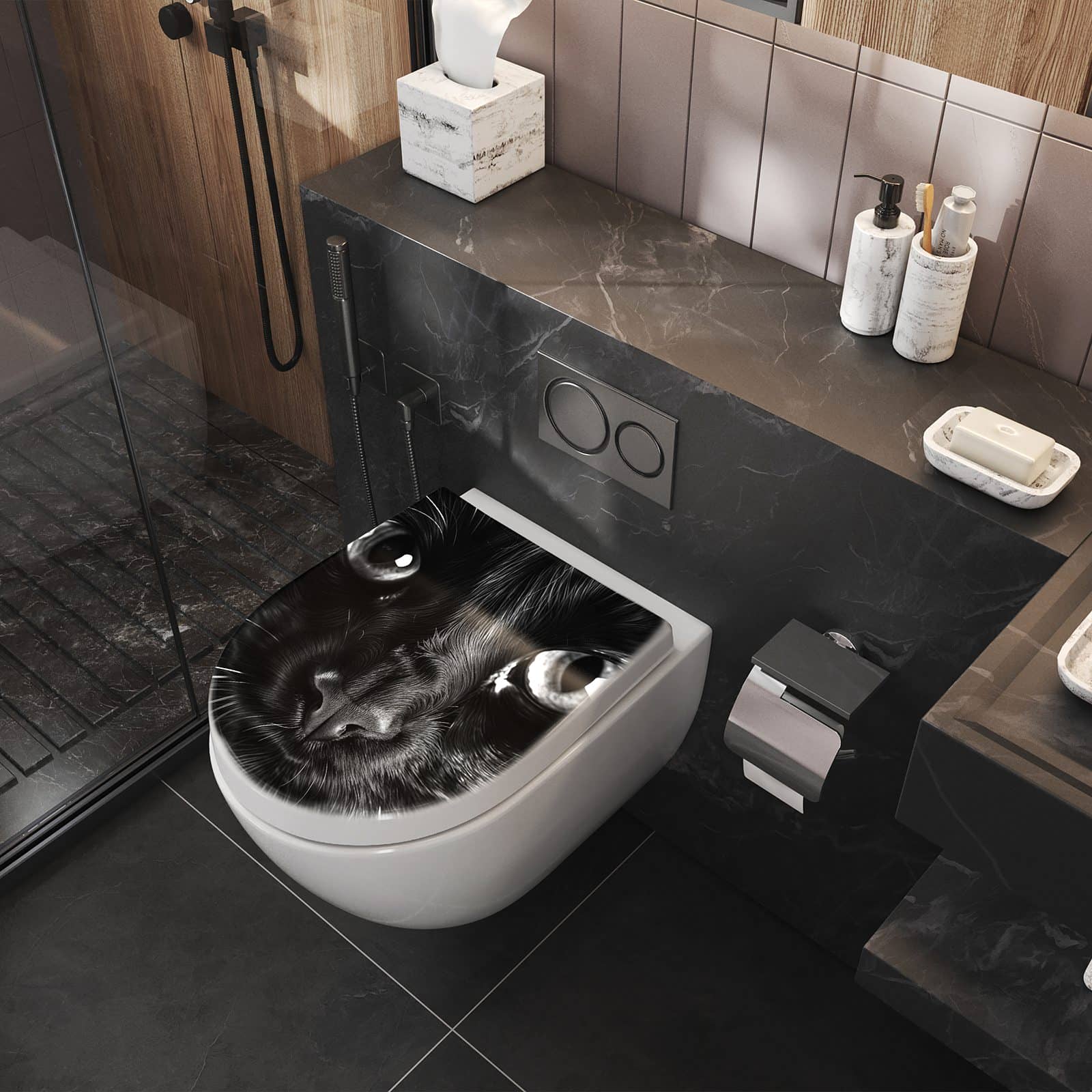 WC-Sitz mit Absenkautomatik Katzengesicht