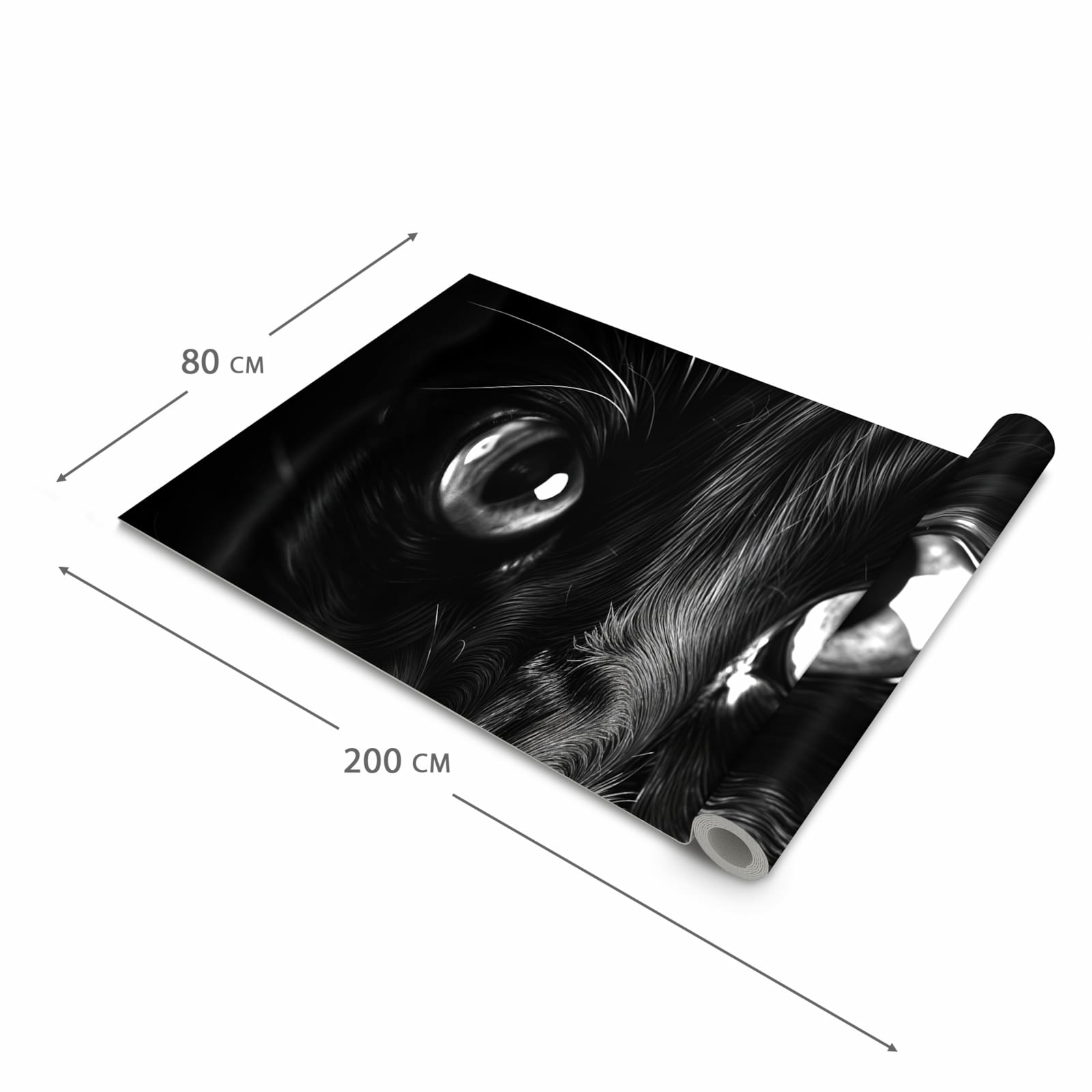 Pflegeleichter rutschfester Küchenteppich mit Motiv Katzengesicht in der Grösse 90x240 cm