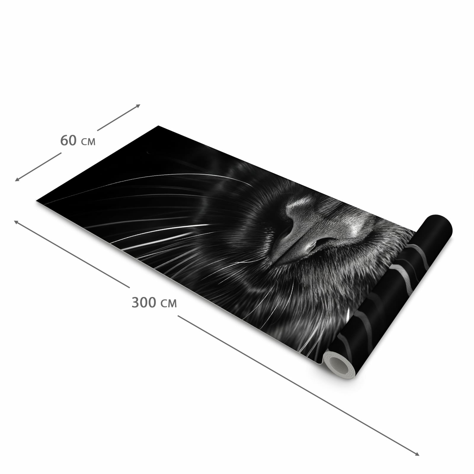 Komfortabler Teppich für Esszimmer mit Motiv Katzengesicht in der Größe 90x240 cm