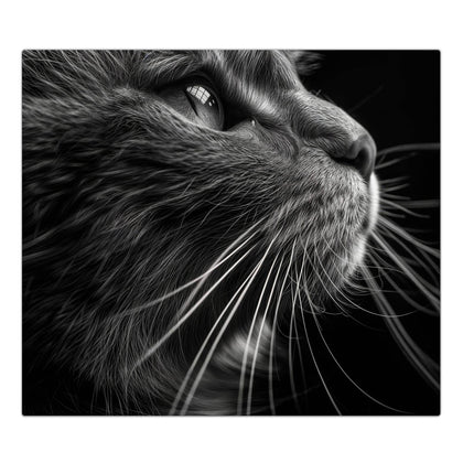 Herdabdeckplatte mit dem Motiv Katze in Schwarzweiß