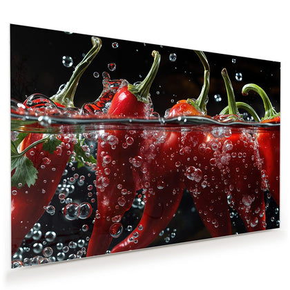 Wandbild mit dem Motiv Chilis mit Luftblasen