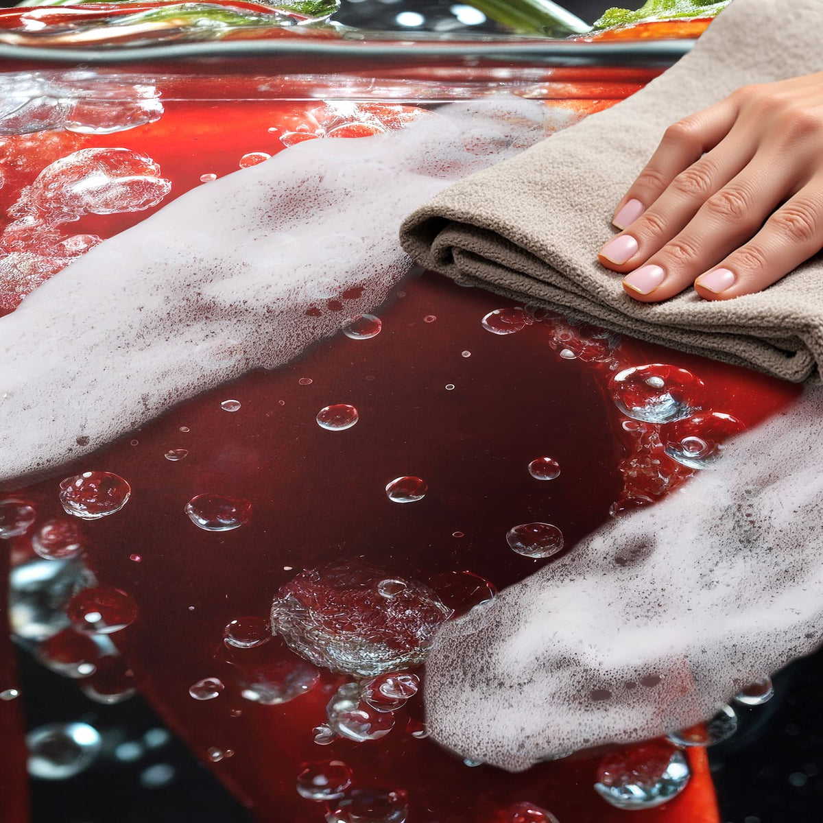 Feuchtigkeitsresistenter Läufer für Eingangsbereich mit Motiv Paprika im Wasser, einfach zu reinigen