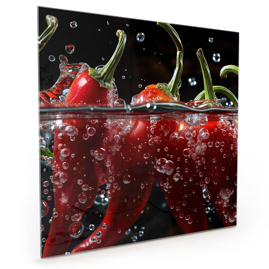 Maße Küchenrückwand Chilis mit Luftblasen aus Glas
