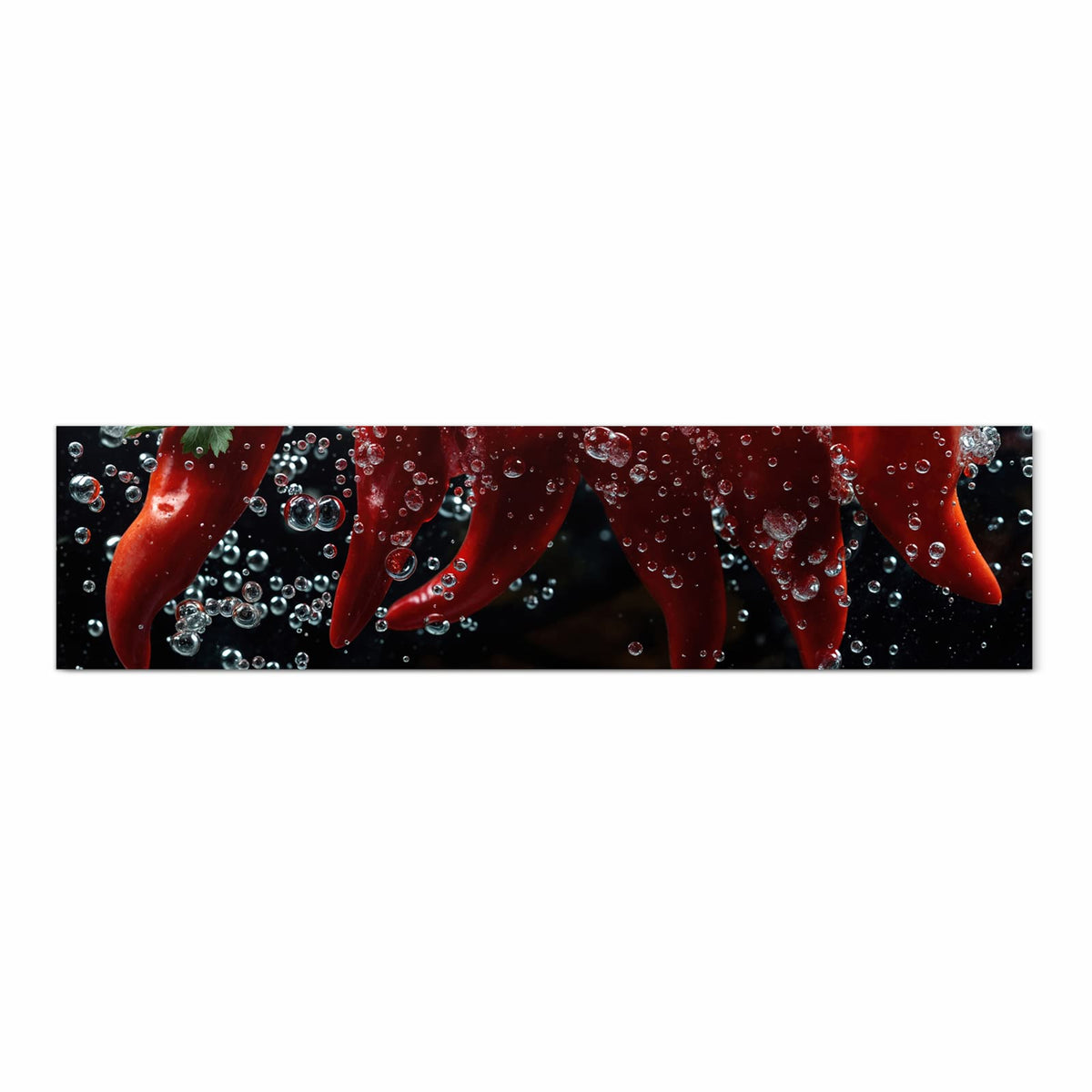 Bodenschonender Küchenteppich mit Motiv Paprika im Wasser in Frontansicht