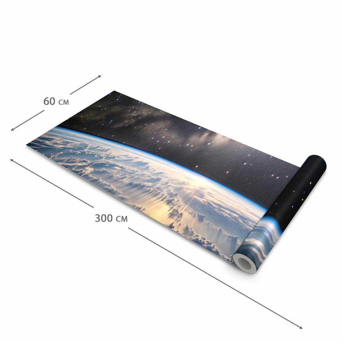 Geräuschdämpfender Küchenläufer mit Motiv Weltall Sonnenaufgang in der Grösse 90x180 cm