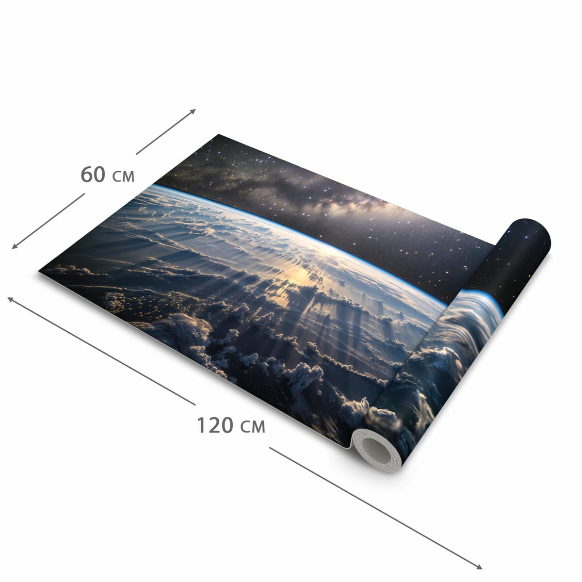 Bodenschonender waschbarer Küchenteppich mit Motiv Weltall Sonnenaufgang in der Grösse 80x300 cm