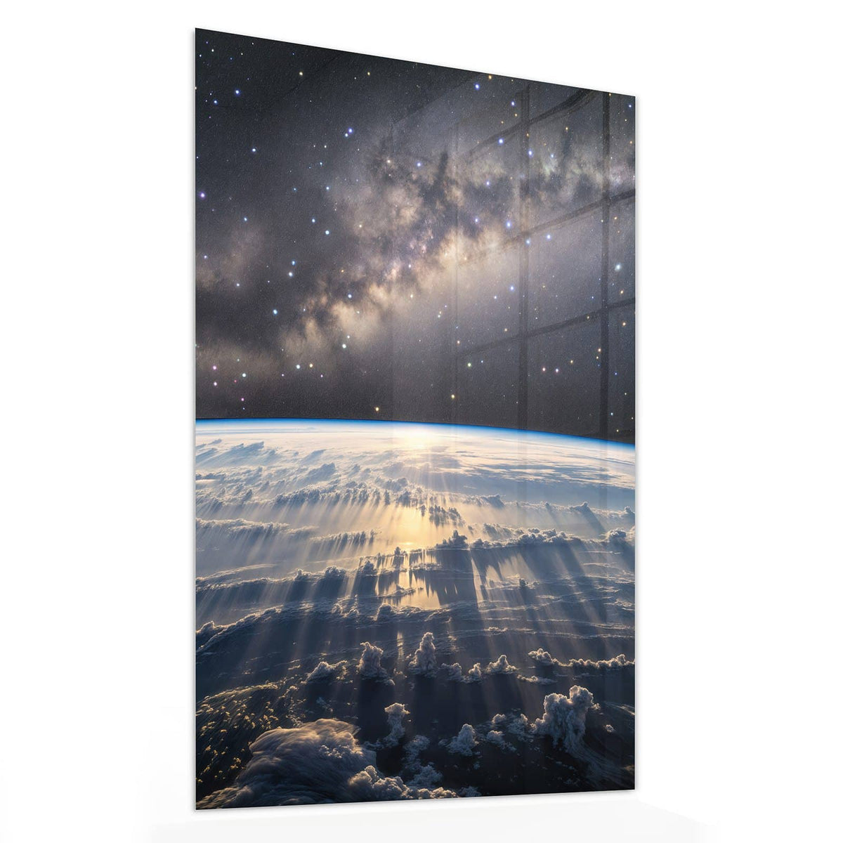 11 Größen – von 30 × 60 bis 60 × 150 cm – Wandbild - Erde und Milchstraße - Hochformat