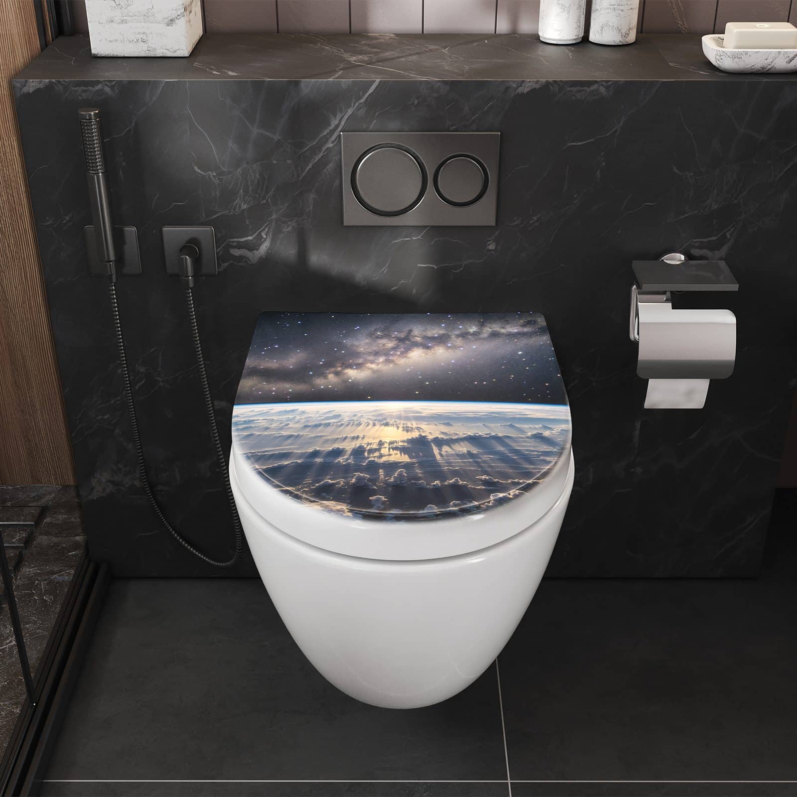 WC-Sitz mit Absenkautomatik Weltall Sonnenaufgang