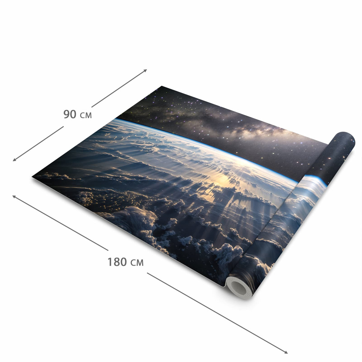 Schmutzabweisender waschbarer Küchenläufer mit Motiv Weltall Sonnenaufgang in der Größe 90x180 cm
