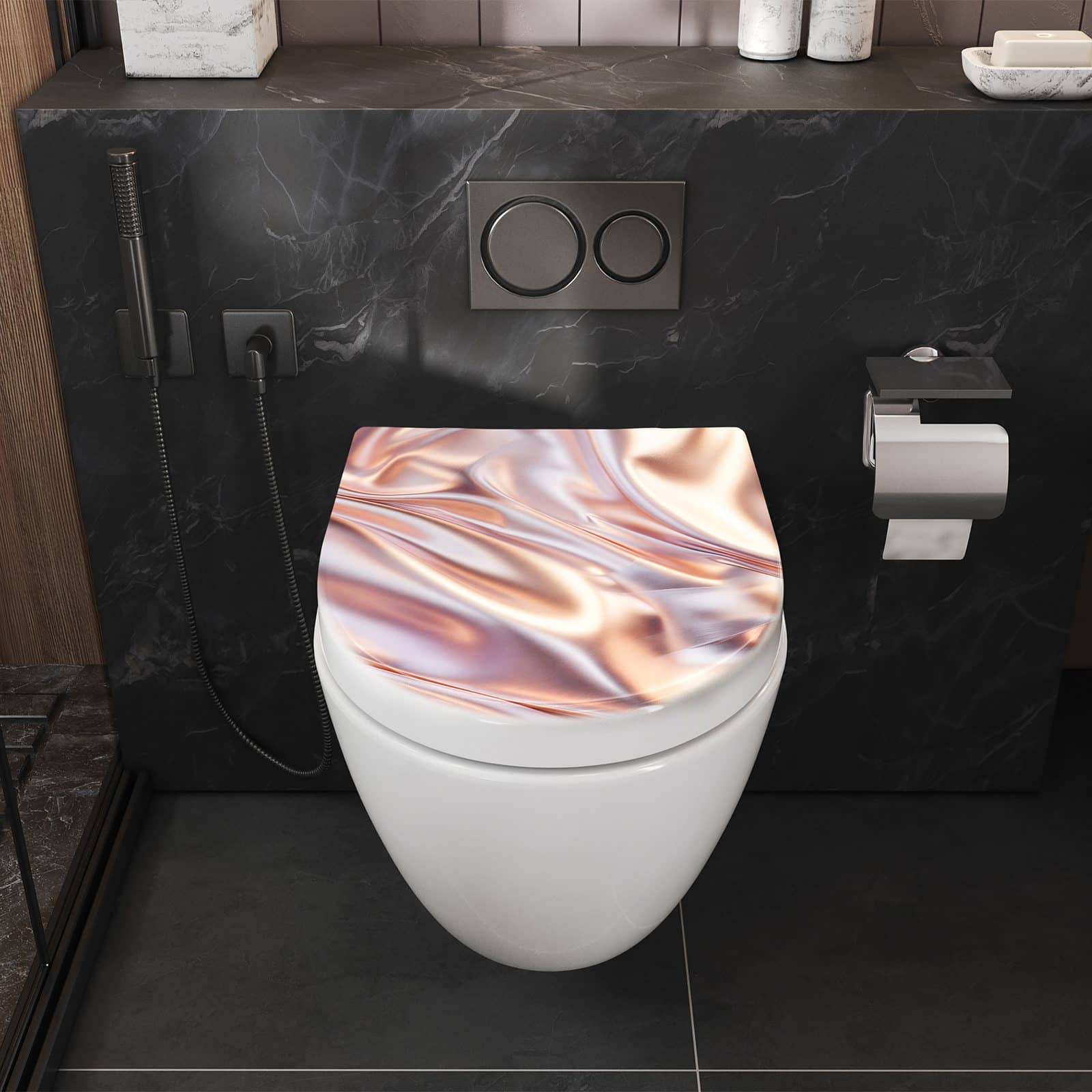 WC-Sitz mit Absenkautomatik Glänzender Stoff