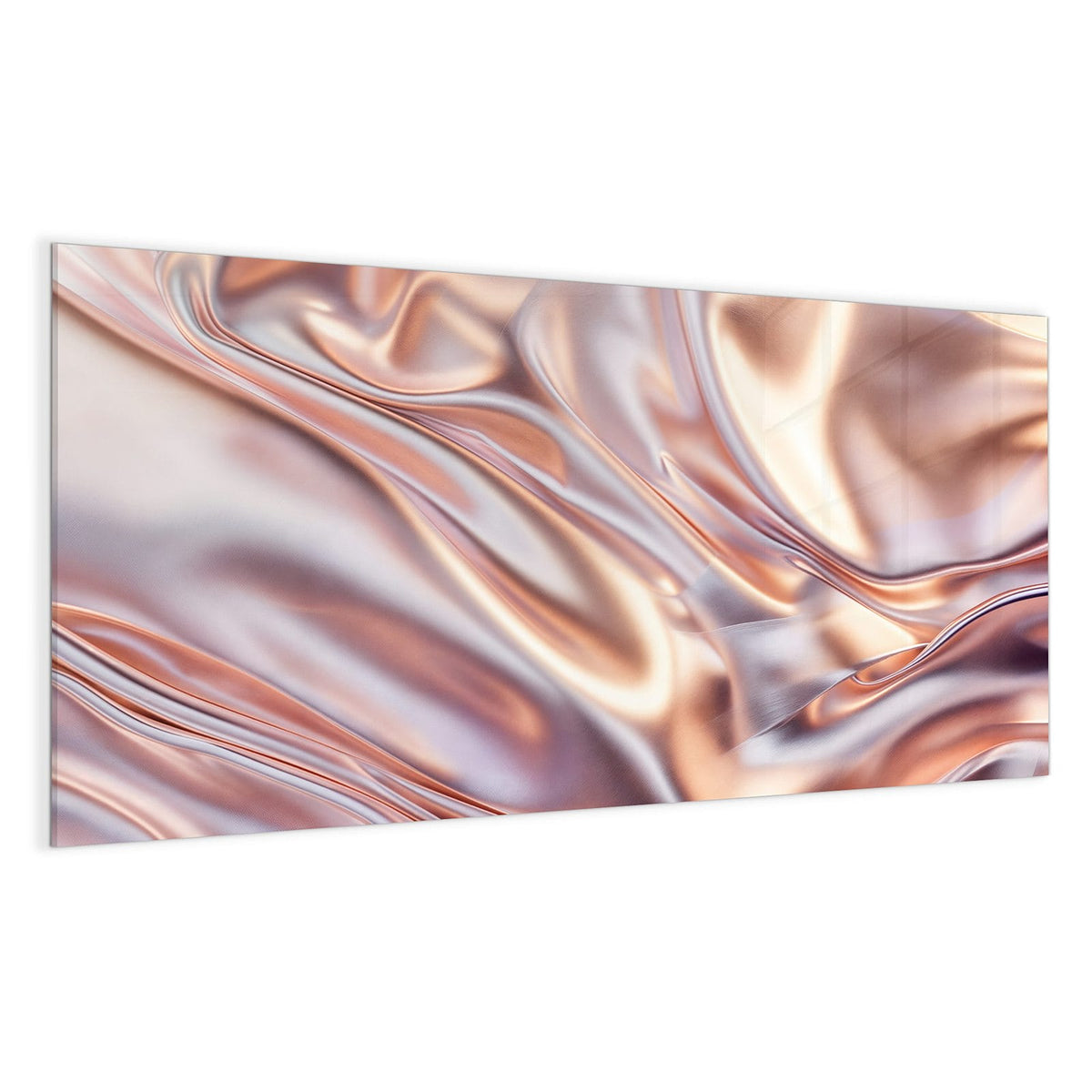 Glänzende Stofffalten in Roségold und Silber, weiche Lichtkanten
