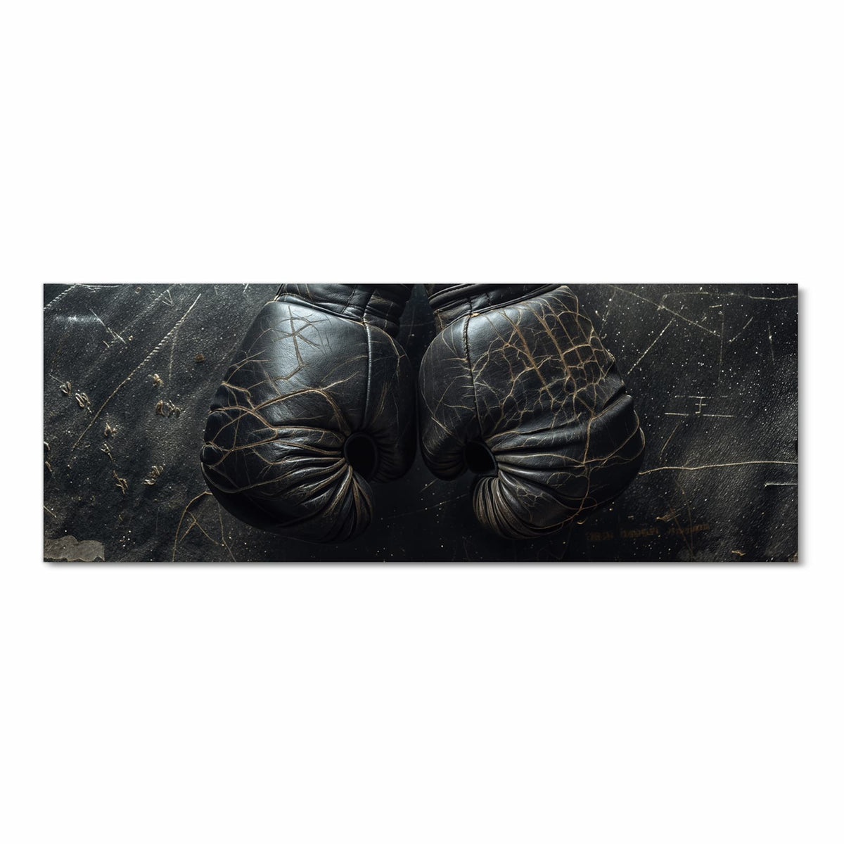 Formstabiler Bodenläufer Teppich mit Motiv Boxhandschuhe Vintage in Frontansicht