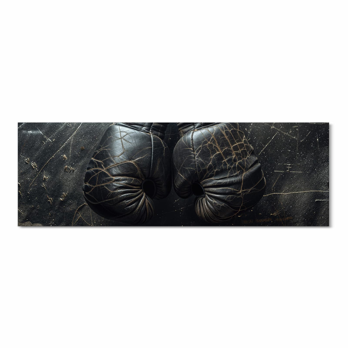 Waschbarer rutschfester Läufer mit Motiv Boxhandschuhe Vintage in Frontansicht