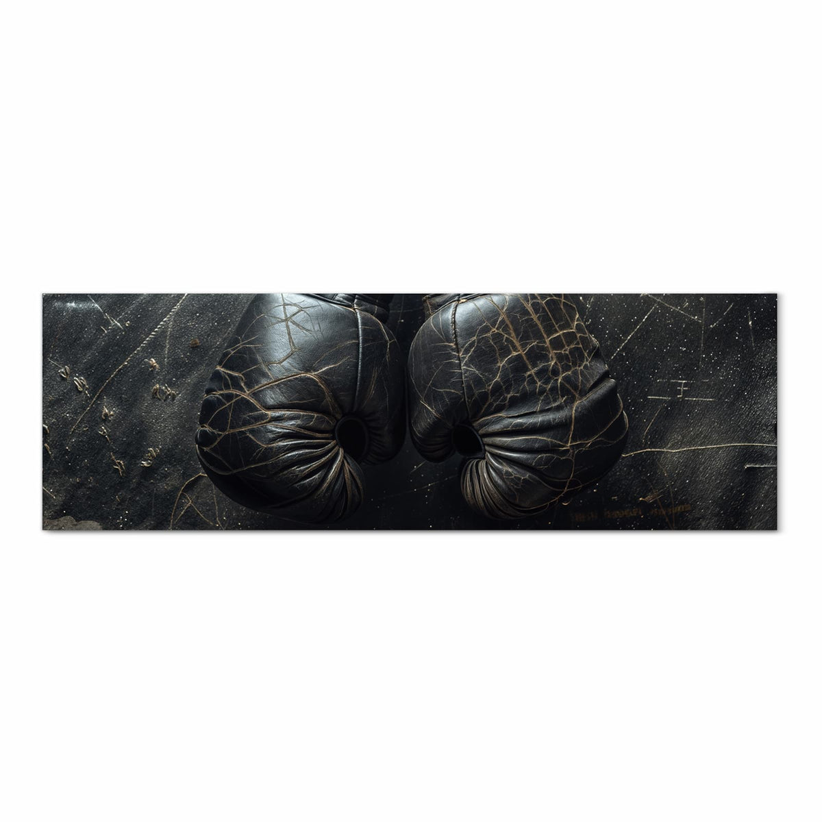 Waschbarer Teppich für Esstisch mit Motiv Boxhandschuhe Vintage in Frontansicht für Ordnung
