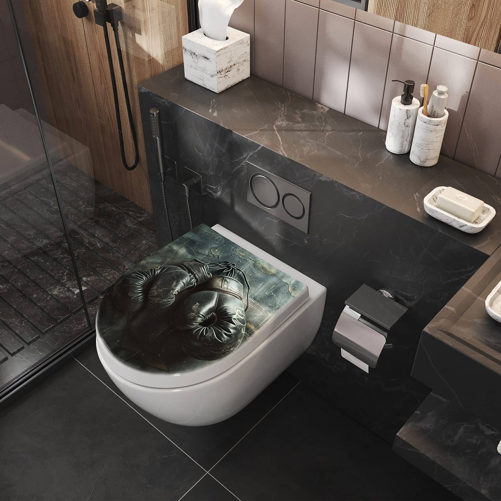 WC-Sitz mit Absenkautomatik Vintage von Boxhandschuhe