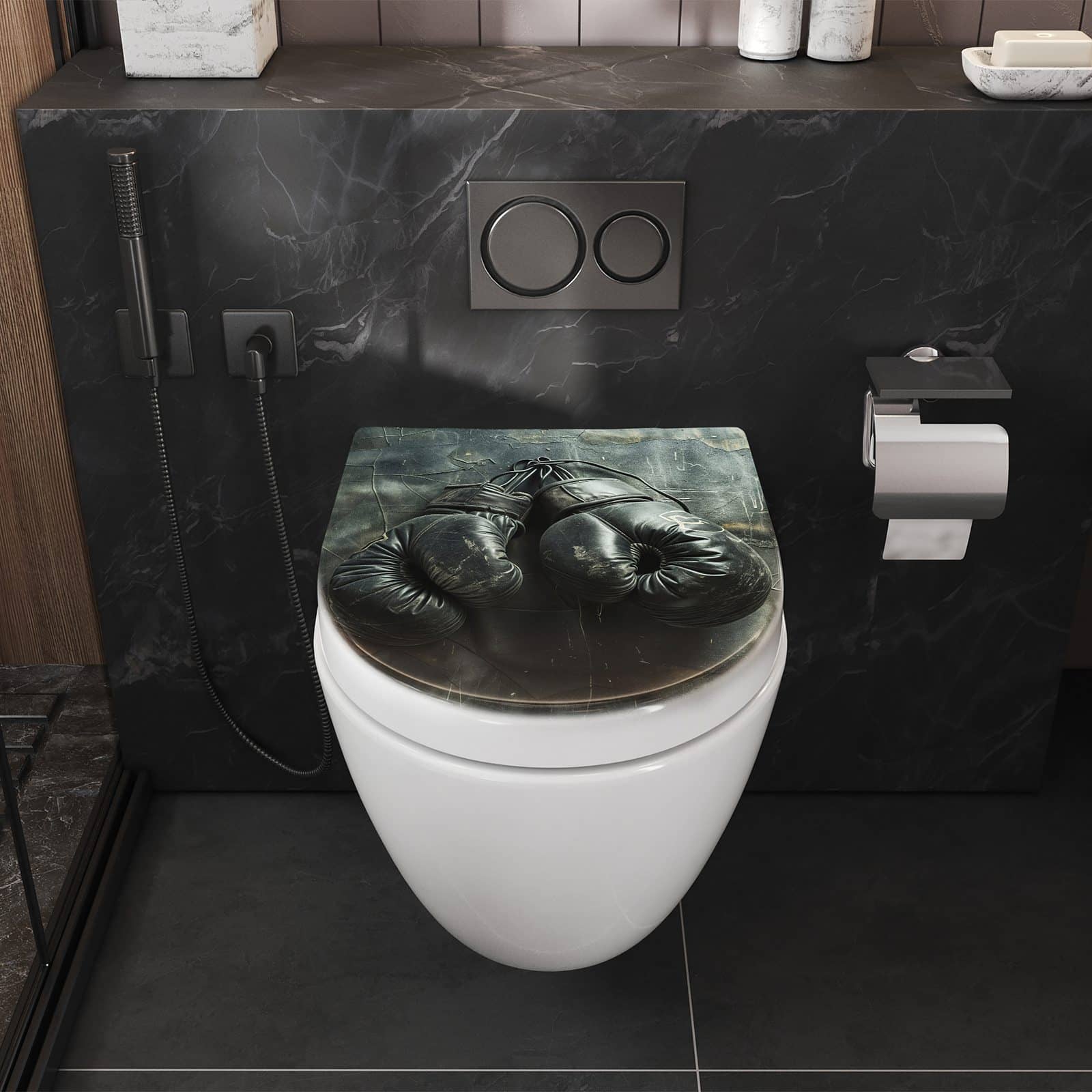 WC-Sitz mit Absenkautomatik Vintage von Boxhandschuhe