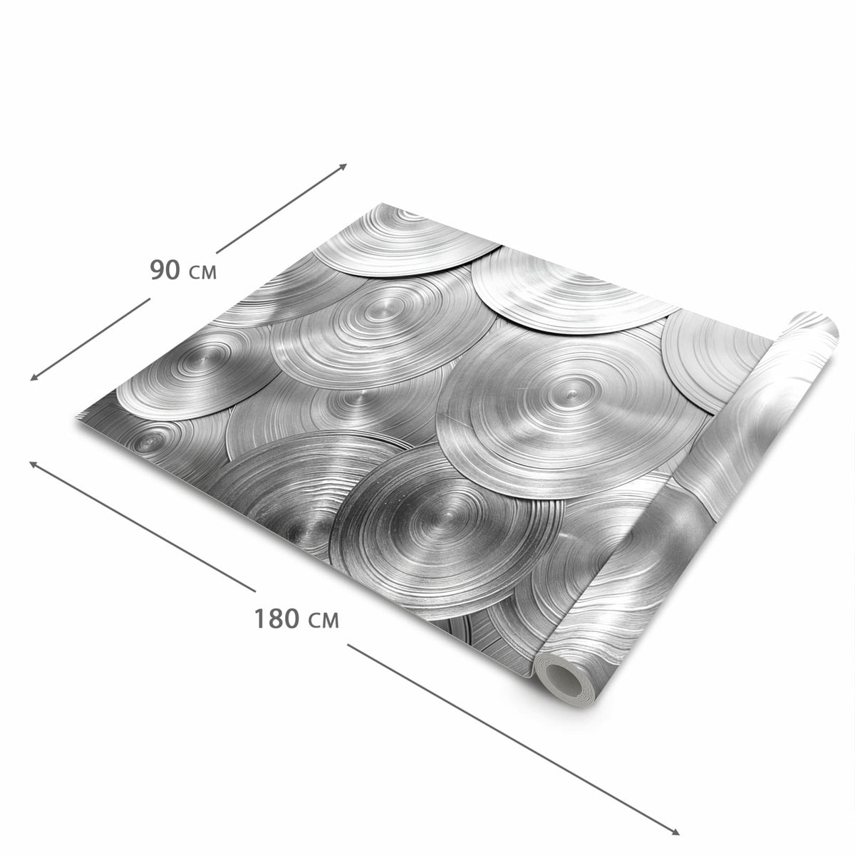 Pflegeleichter moderner Küchenläufer mit Motiv Metallische Scheiben in der Größe 80x280 cm