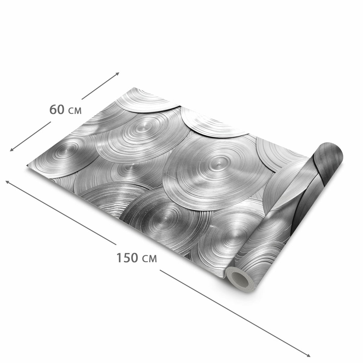 Geräuschdämpfender rutschfester Küchenteppich mit Motiv Metallische Scheiben in der Grösse 80x280 cm