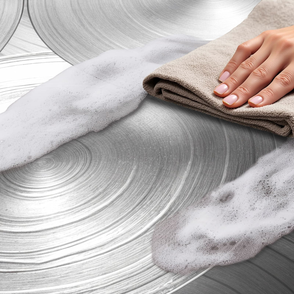 Hygienischer Küchenteppich mit Motiv Metallische Scheiben - einfach zu reinigen