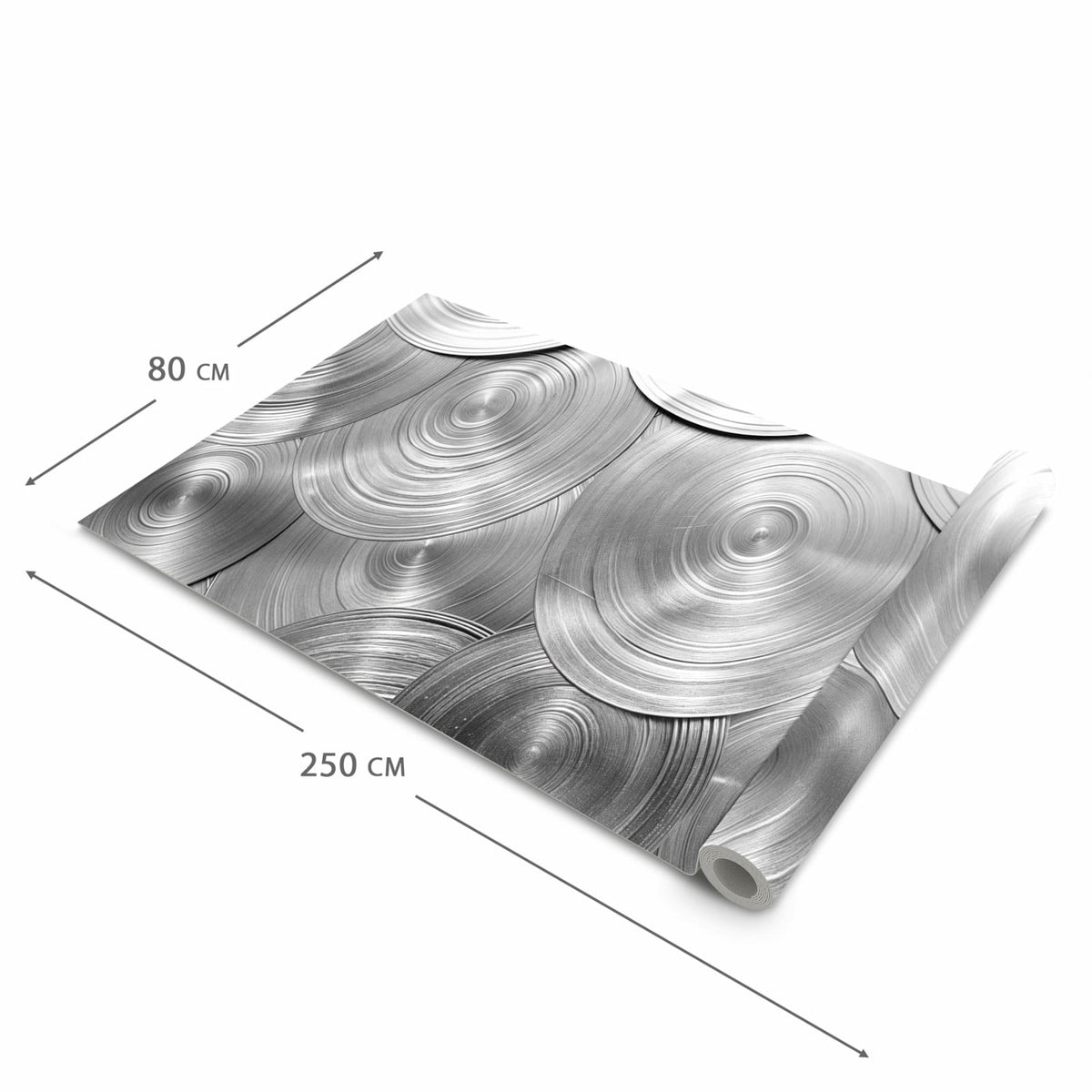 Geruchsneutraler rutschfester Küchenläufer mit Motiv Metallische Scheiben in der Grösse 80x280 cm