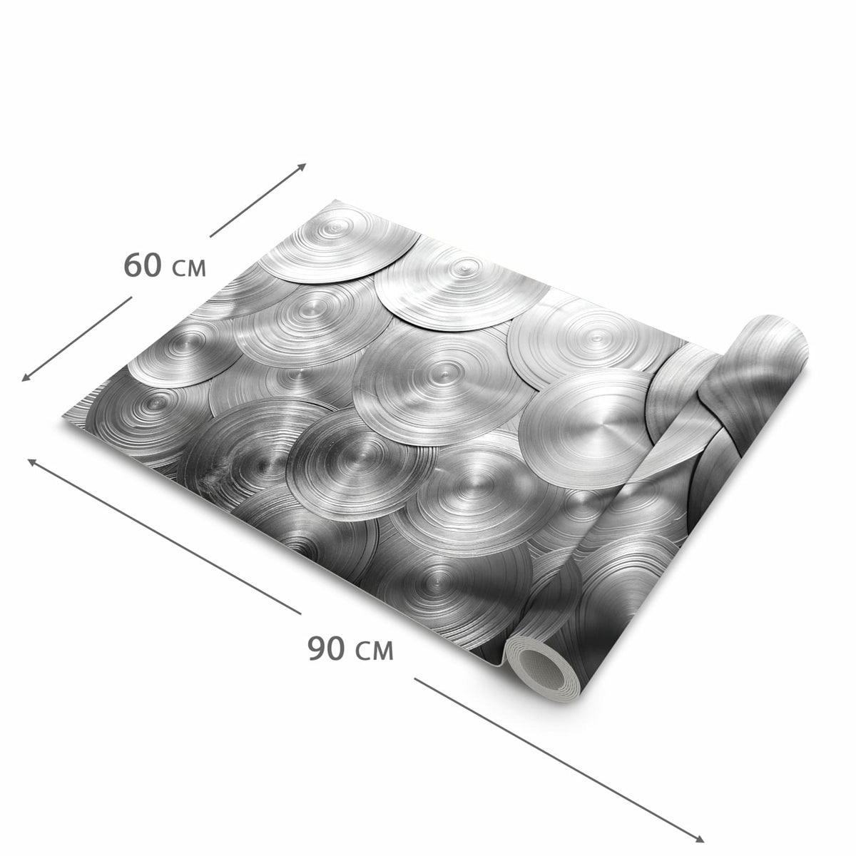 Fleckenresistenter rutschfester Küchenläufer mit Motiv Metallische Scheiben in der Größe 80x280 cm