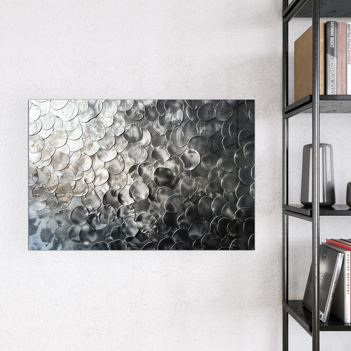 Magnettafel - Silberne Schuppen – Schimmernde Plättchen in Silber