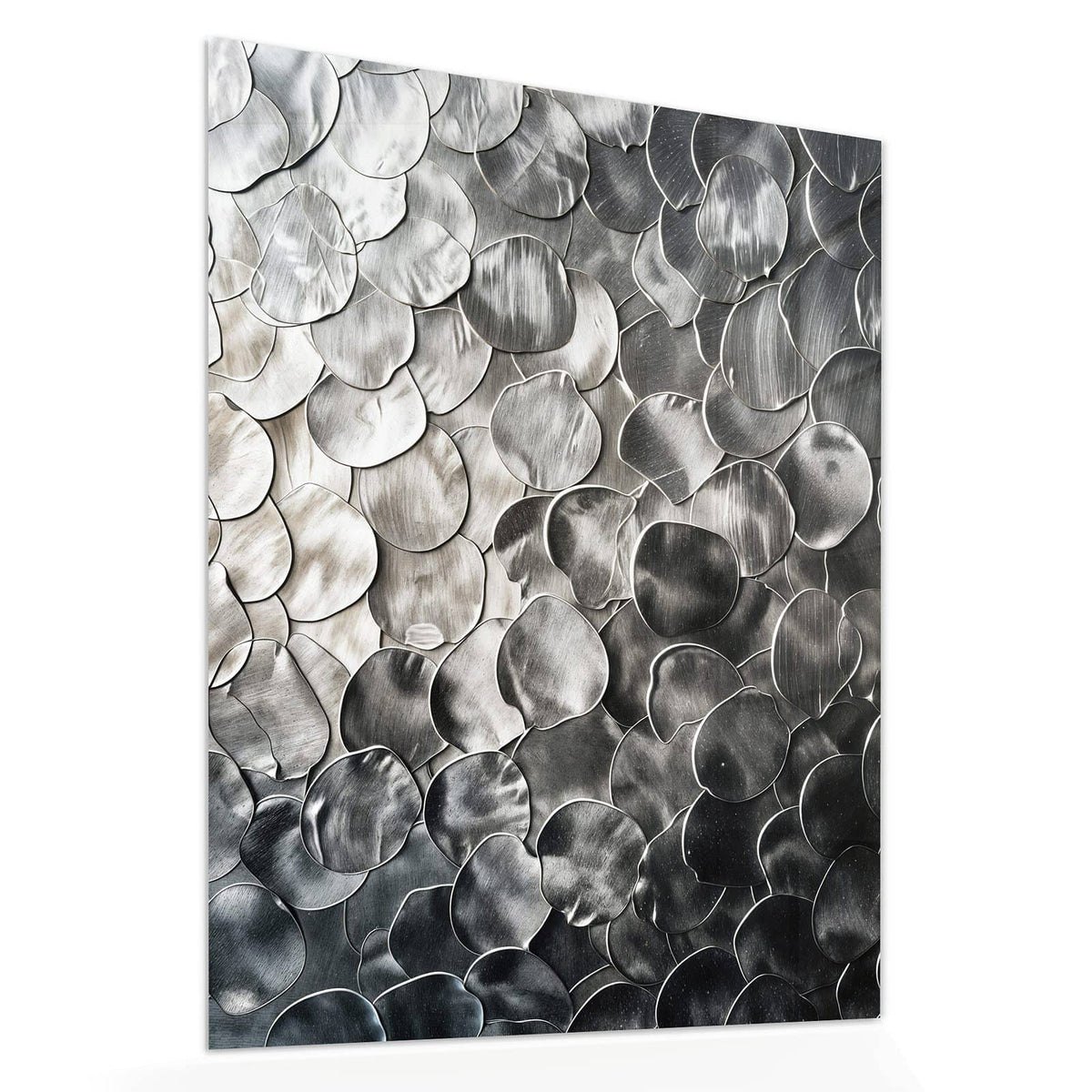 Echtglas, 4 mm – kein Acryl, keine Folie – Wandbild - Silberne Schuppen - Hochformat