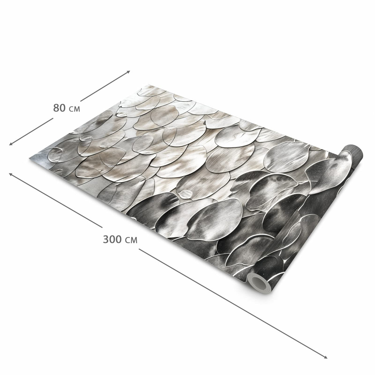 Farbbeständiger Küchenteppich mit Motiv Metallic Schuppen in der Größe 80x280 cm