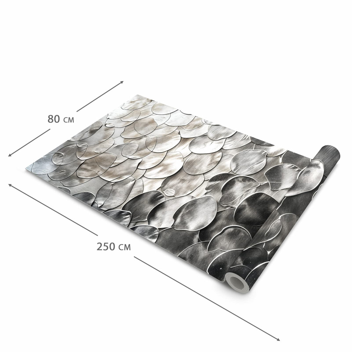 Organisierender Küchenläufer mit Motiv Metallic Schuppen in der Grösse 80x250 cm