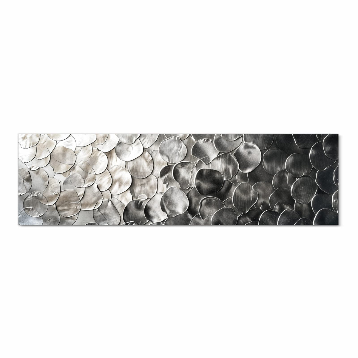 Langlebiger Küchenläufer mit Motiv Metallic Schuppen in Frontansicht für moderne Küchen