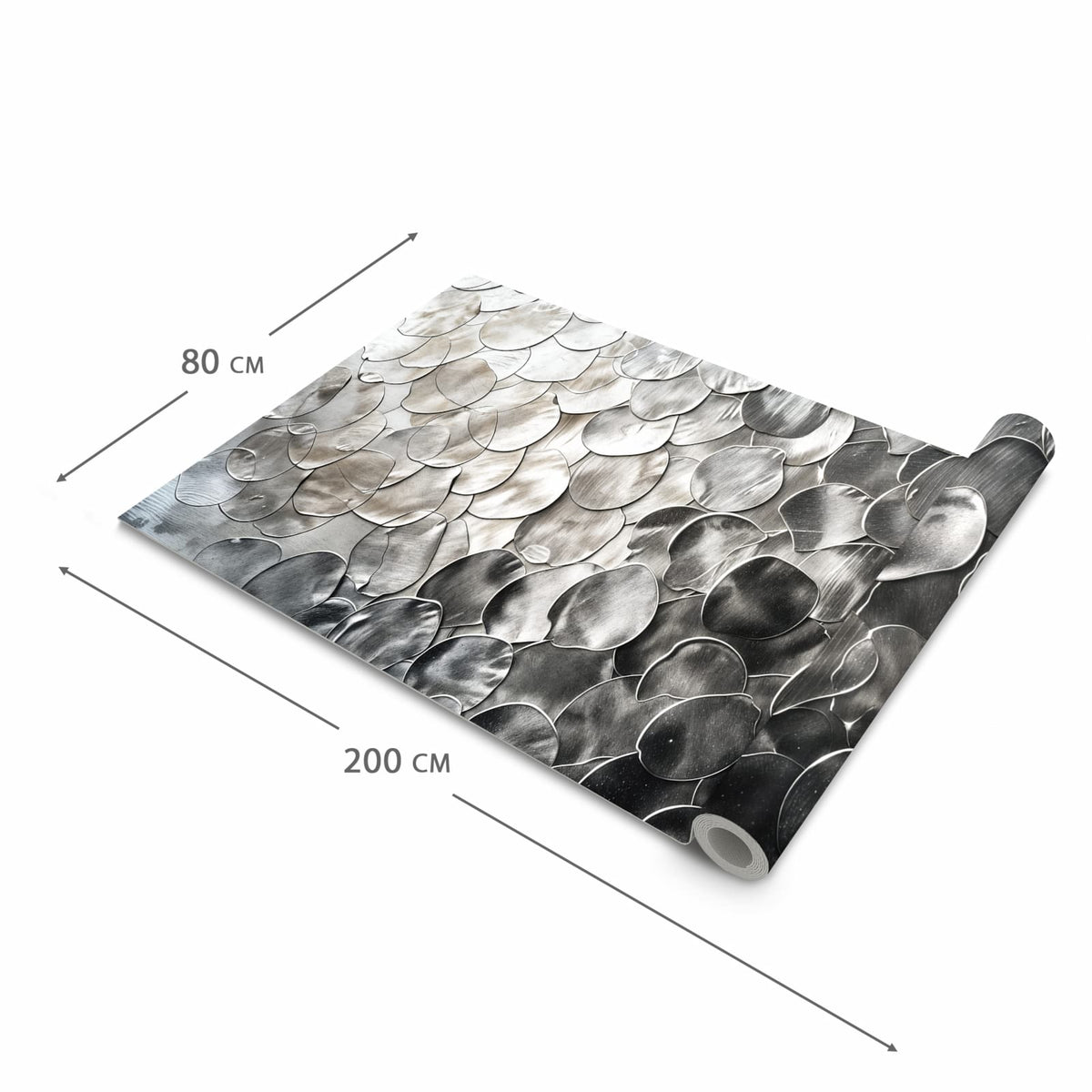 Bodenschonender waschbarer Küchenteppich mit Motiv Metallic Schuppen in der Grösse 80x250 cm