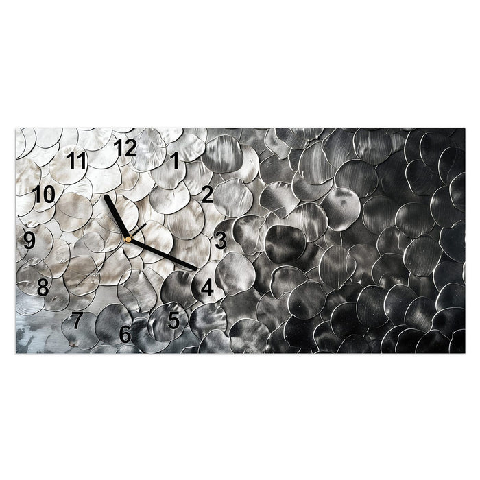 Wanduhr Metallic Schuppen aus Glas – Querformat 60 × 30 cm mit Ziffernblatt Modern