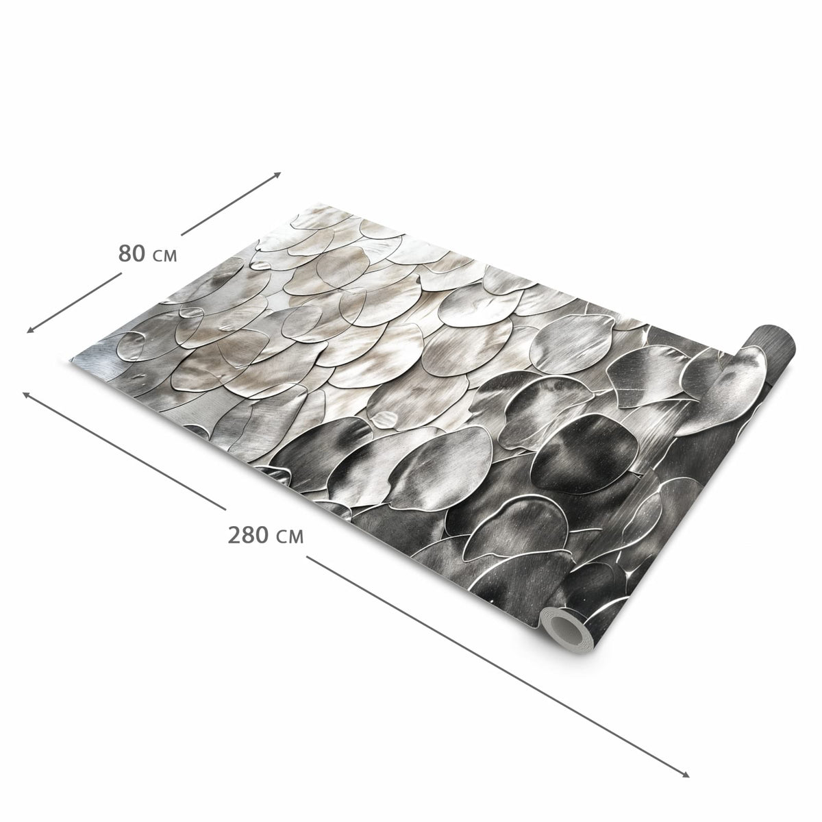 Bodenschonender rutschfester Küchenteppich mit Motiv Metallic Schuppen in der Grösse 80x250 cm