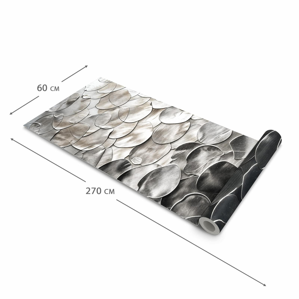 Langlebiger Bodenläufer mit Motiv Metallic Schuppen in der Grösse 80x250 cm