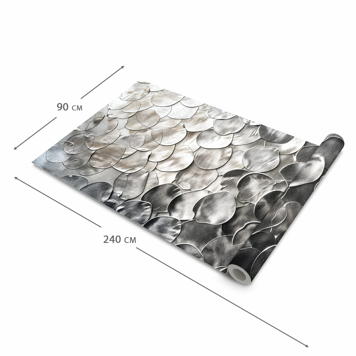 Waschbarer Küchenteppich mit Motiv Metallic Schuppen in der Grösse 80x280 cm für sichere Aufbewahrung