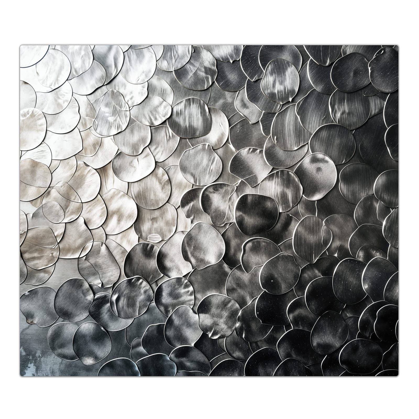 1-teilige Herdabdeckung aus Glas mit Metallic Schuppen-Motiv in der Frontansicht