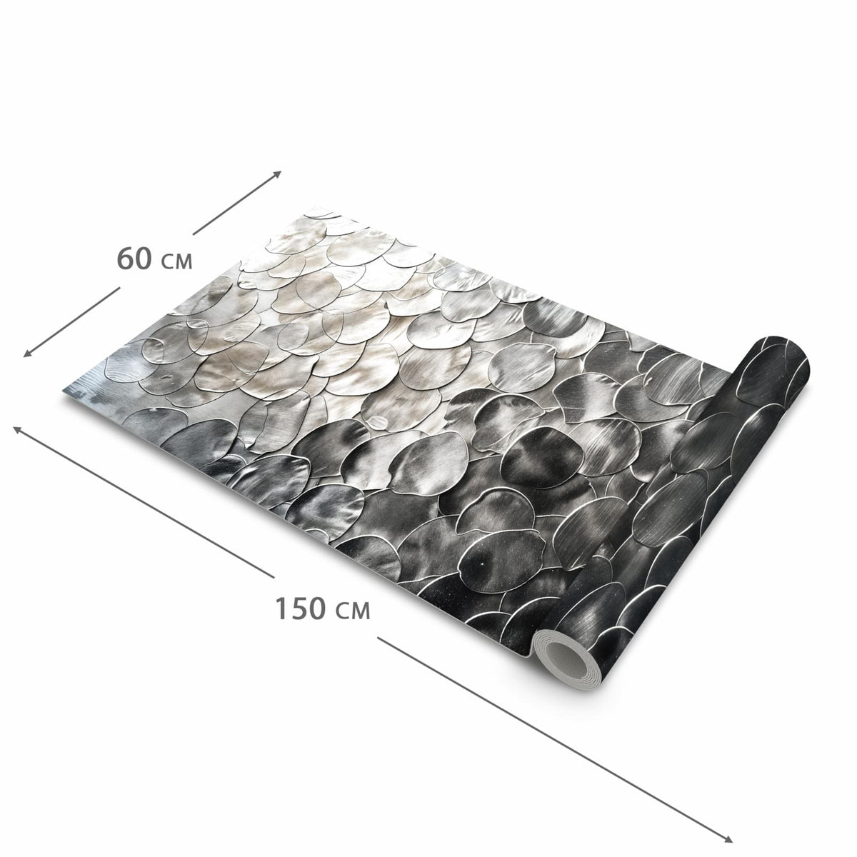 Hygienischer Teppich fürs Esszimmer mit Motiv Metallic Schuppen in der Grösse 80x250 cm