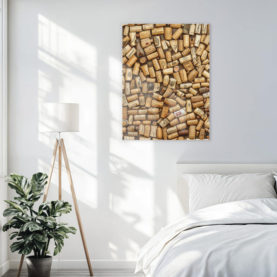 Maße Wandbild - Weinkorken von oben - Hochformat