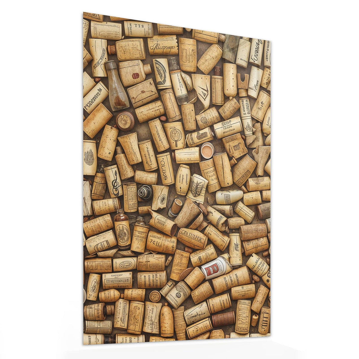 11 Größen – von 30 × 60 bis 60 × 150 cm – Wandbild - Weinkorken von oben - Hochformat