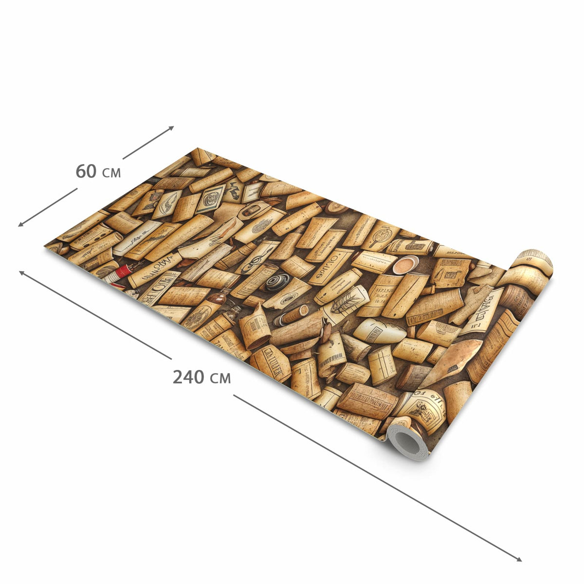 Wasserabweisender Küchenläufer mit Motiv Vintage Korken Sammlung in der Grösse 80x250 cm