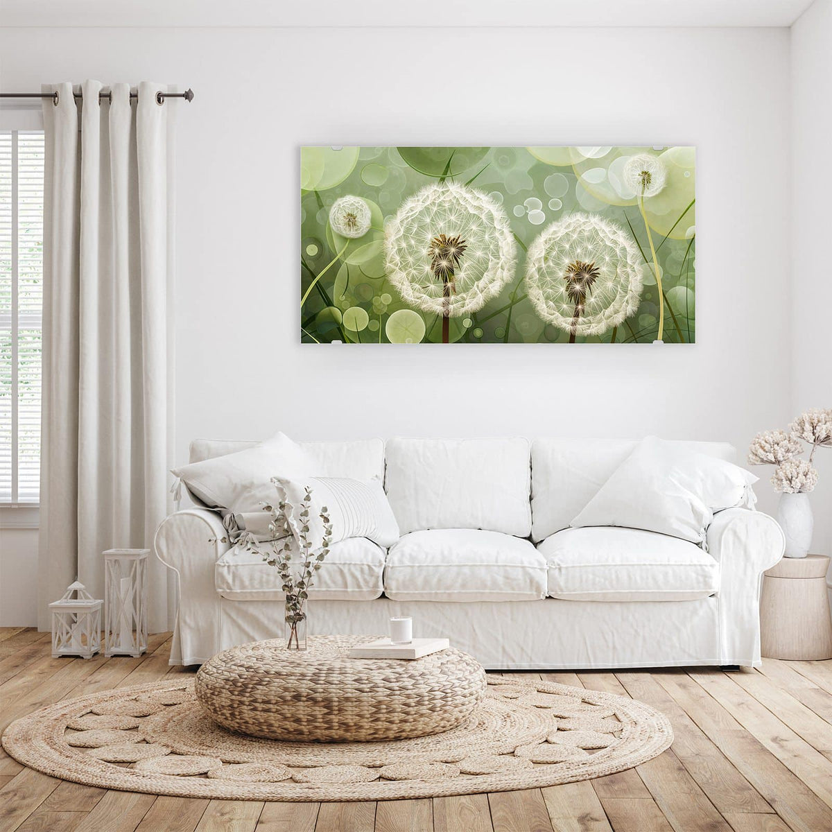 Aufhängung liegt bei – Motiv später wechselbar – Wandbild - Zwei Pusteblumen - Querformat