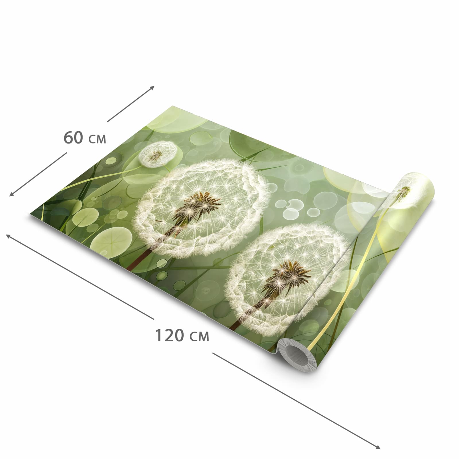 Strapazierfähiger abwaschbarer Küchenläufer mit Motiv Löwenzahnzarte Blüten in der Größe 80x200 cm