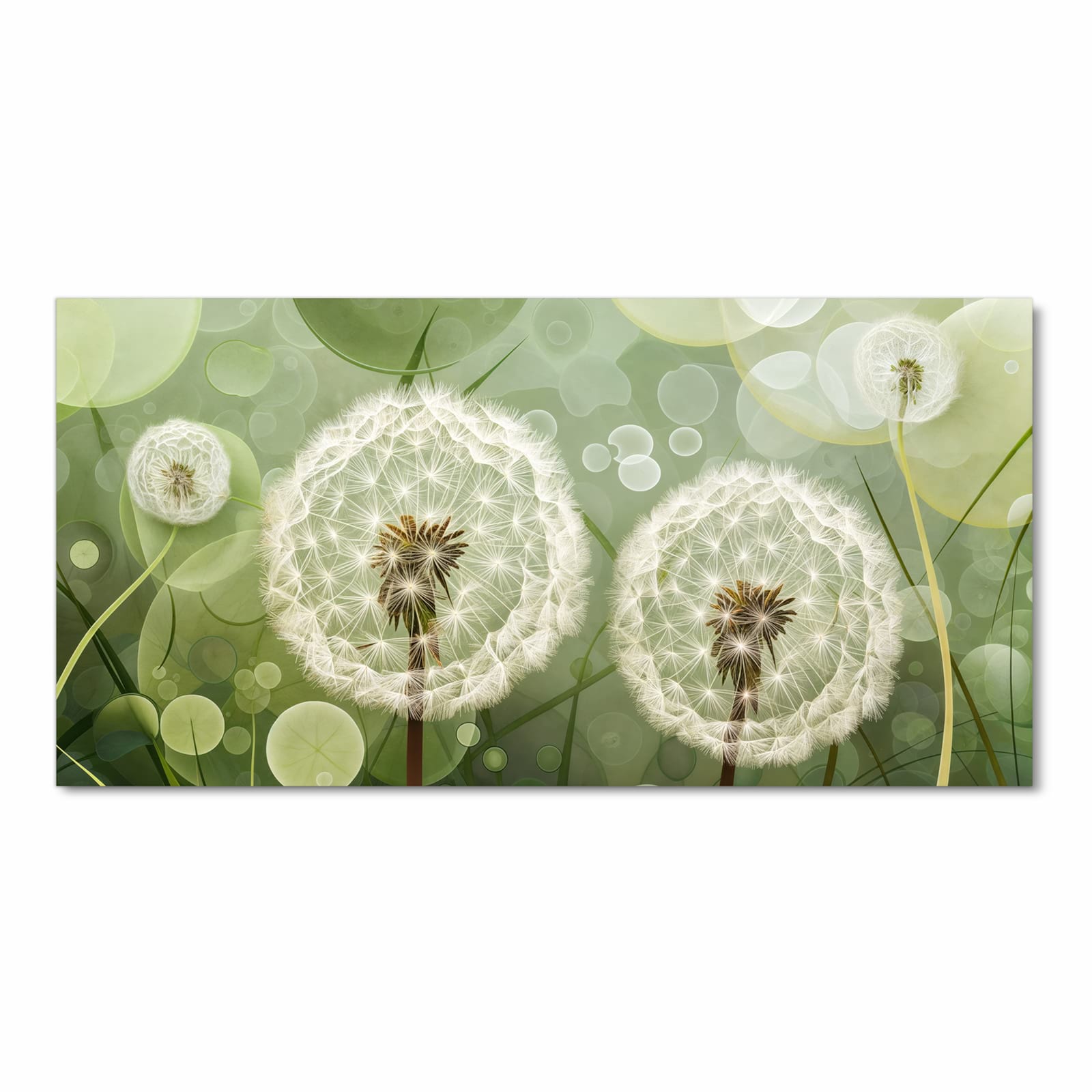 Strapazierfähiger waschbarer Küchenläufer mit Motiv Löwenzahnzarte Blüten in Frontansicht