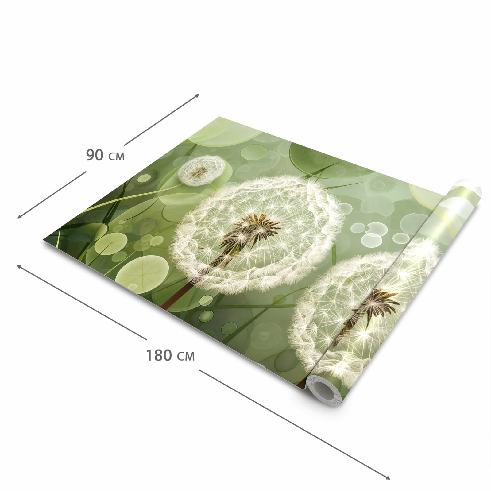 Zeitsparender Küchenläufer mit Motiv Löwenzahnzarte Blüten in der Grösse 80x250 cm