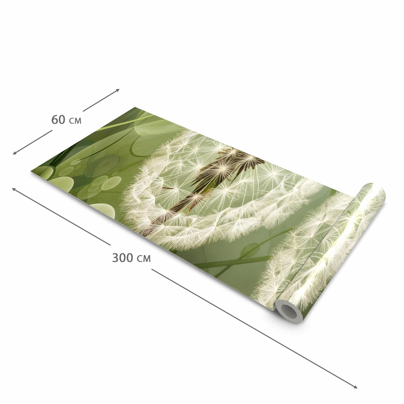 Bodenschonender Küchenteppich mit Motiv Löwenzahnzarte Blüten in der Grösse 80x200 cm