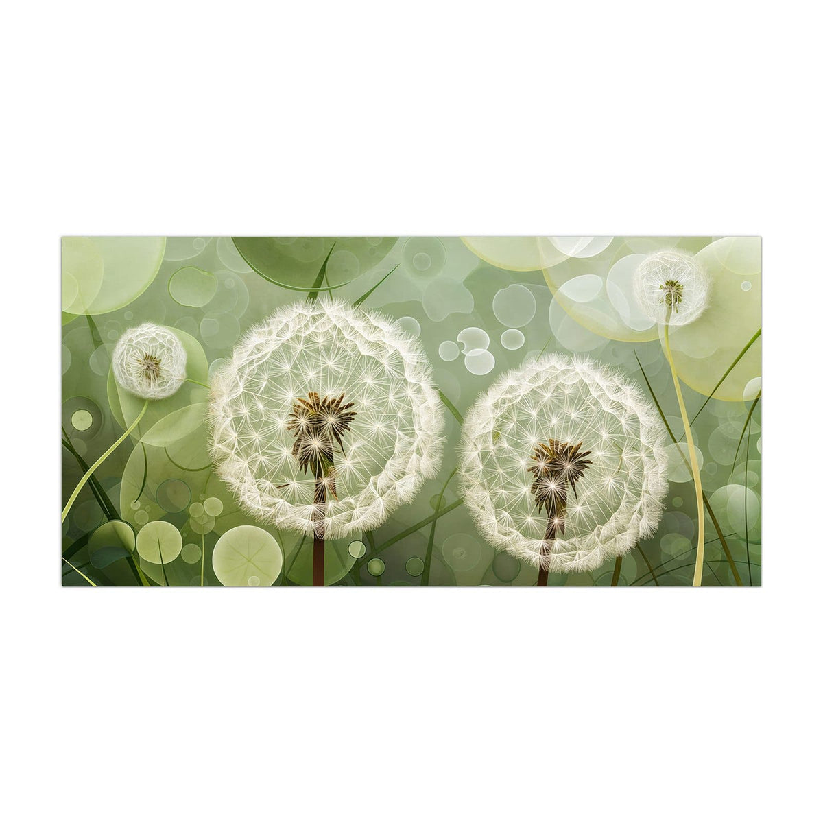 Küchenrückwand aus Glas Zwei Pusteblumen im Hochformat, Motiv bildfüllend von vorn